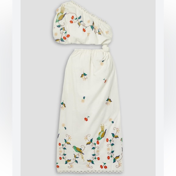 FARM RIO EMBROIDERED FLORAL ONE SHOULDER MAXI DRESS NWT  - S,M, L READ👇 - Picture 9 of 10